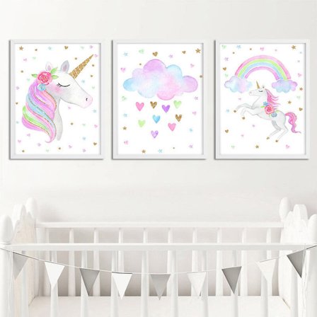 Something Unicorn Canvas Wall Art Stretched/Framed, Klar til at hænge. Enhjørning