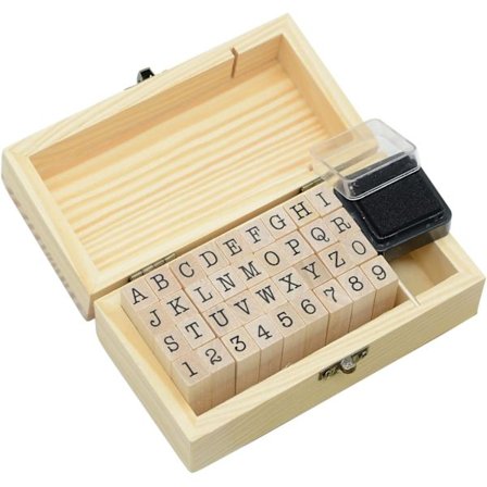 Pakke med 36 stk Små Gummistempler i Tre 0,2 Tommer med Bokstaver og Tall for DIY Håndverk, Kort og Fotoalbum