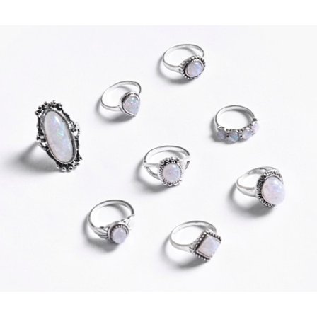 Vintage Boho Ringar Kristall Rhinestones Led Knuckle Stapelbar Ring Set (Stil 8