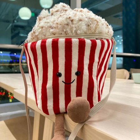 Jellycat Bartholomew -pehmolelu, pehmeä ja mukava, täydellinen lapsille, ystävänpäivälahjaksi, keräilyyn ja popcorn-olkalaukku.