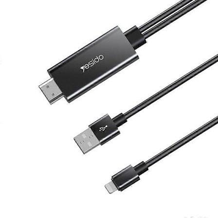 Type A YESIDO HM04 1,8 m Lightning - HDMI 1080P HD -videoadapterikaapeli USB-virtajohdolla