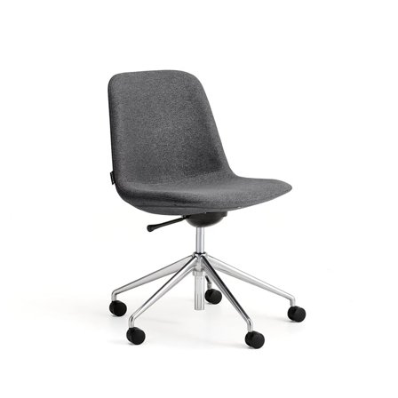 Stol LANGLEY, lav, hjulstativ, børstet aluminum/antrasitt