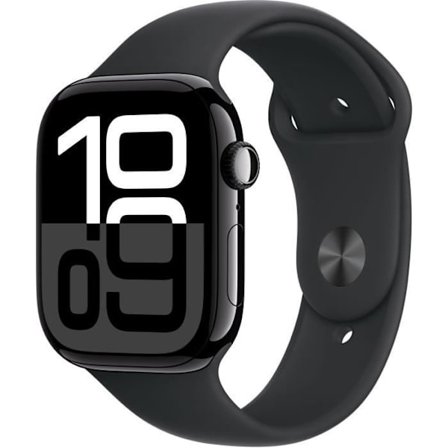 Apple Watch Series 10 GPS - 46 mm - Jet-svart aluminiumfodral - Svart sportband - M/L