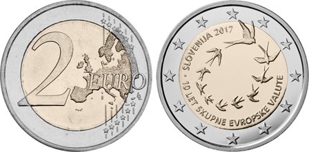 Slovenien 2017 - Euroens 10-års jubilæum i Slovenien - 2 euro mønt