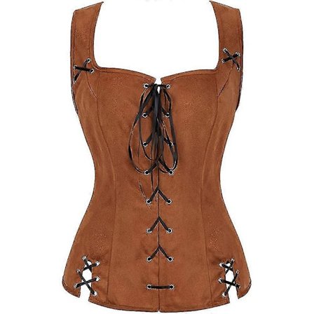 Kvinners Korsett Vintage Faux Suede Snøring Vest Renaissance Cosplay Kostyme - WELLNGS