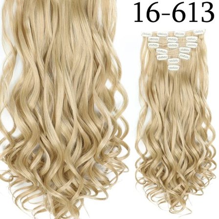 22 Tuuman 16 Klipsit I Hiukset Pidennys Pitkä Suora Hiustyyli Synteettinen Vaalea Musta Hiustyyli Lämpöä Kestävä Tekohiukset 16-6133 24 Tuumaa