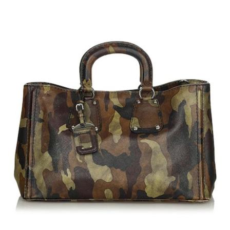 Prada Vintage Saffiano Camouflage Shoulder Väska Bn1872 grön, Dam Vintage Väskor, Dam, Storlek: ONE SIZE