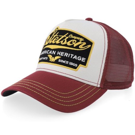 Stetson - Vit trucker Keps - American Heritage White/Maroon Trucker @ Hatstore