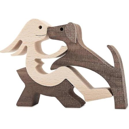 Håndlavet Træstatue, Siddende Kvinde Og Hund, Træ Dekoration Accenter Håndværk Figur For Soveværelse Hjem Kontor Hylde Dekoration Gave Naturlig 