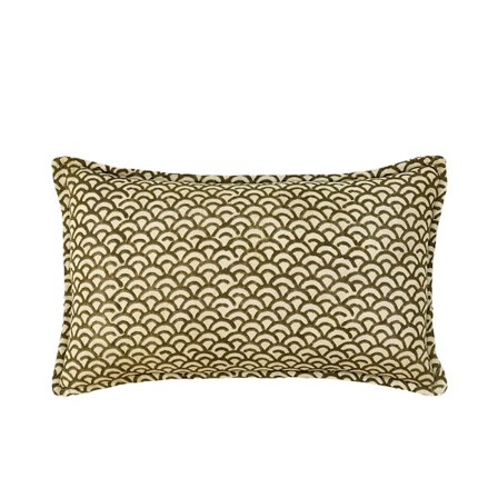 Dekorativ pude 40x60cm bomuld viskose olivenbeige