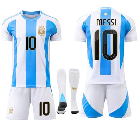 24-25 Argentina 3 Stjerner Børne Fodboldtrøjer Sæt Fodboldtøj No.10 Messi