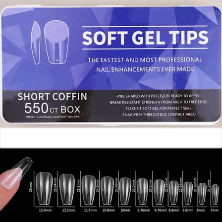 550PCS falska naglar set, ultratunna frostade fusknaglar med förvaring