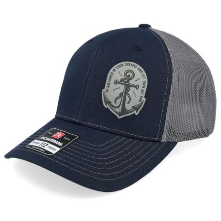 Iconic - Blå trucker Keps - Set Sail Anchor 112 Split Navy/Charcoal Trucker @ Hatstore