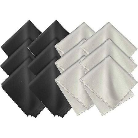 40-delt sett med svarte og grå mikrofiber rengjøringskluter for briller, smykker og sett