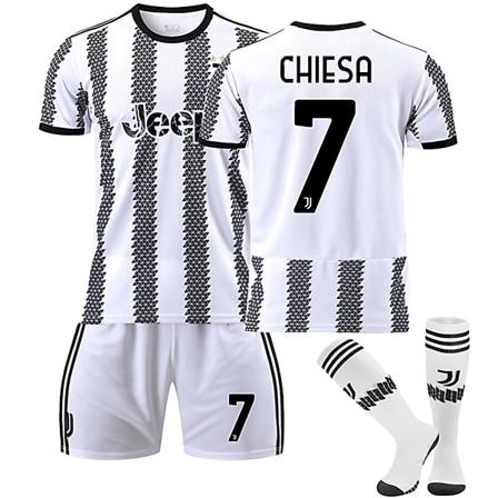 22/23 Ny sesong Hjem Juventus F.C. CHIESA Nr 7 Barn Jersey-pakke Barn-20