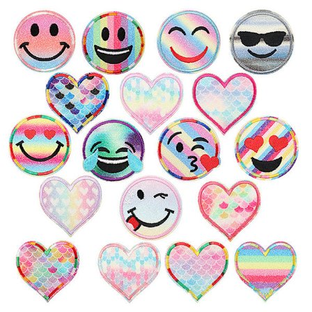 Broderede strygemærker, 18 stk.