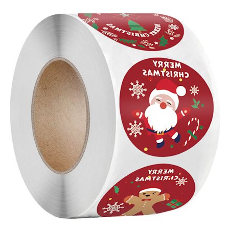 Rull med juleklistremerker, 500 stk. juleklistremerker med dekorative etiketter for konvolutter, kort og gaveesker