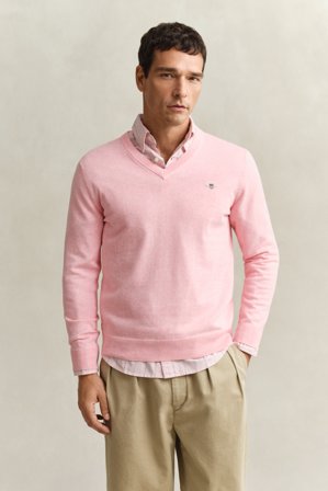 GANT Herren Klassischer V-Neck Pullover aus Baumwolle (XXXL) Rosa