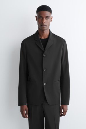 COS Men's Slim Unstructured Tech Twill Blazer in Black