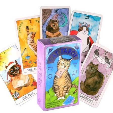 10.6*6.5cm Kat Tarot: 78 Kort (Særligt og humoristisk tarotkortspil, Strømpestuffer til katteelskere)