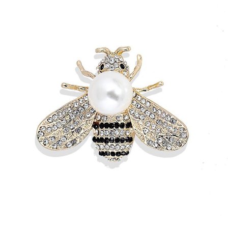 Honungsbi Broscher Kristall Insektstemad Bi Brosch Djur Mode Skal Pärla Brosch Pin Guld Ton