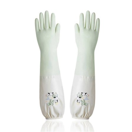 Rengøringshandsker i gummi med fleeceforing til vintervarme, lang husholdningsopvaskebeskyttelse