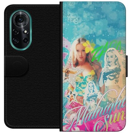 Yhteensopiva Lompakkokotelo Huawei nova 8 Pro Seikkailumaailma Steve, Creeper ja eläimillä värikkäässä palikkagrafiikassa