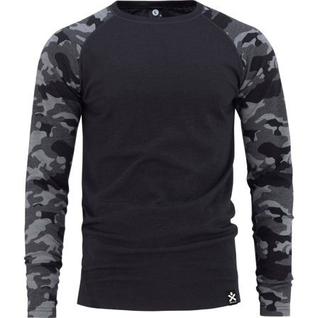 Bula Men ́s Camo Merino Wool Crew Men base layer tops Grey S
