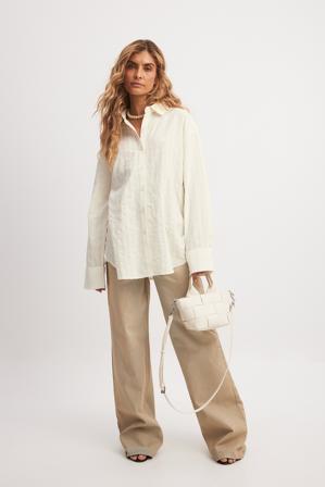 NA-KD Chemise structurée en lin mélangé - Chemises - OffBlanc - EU 38