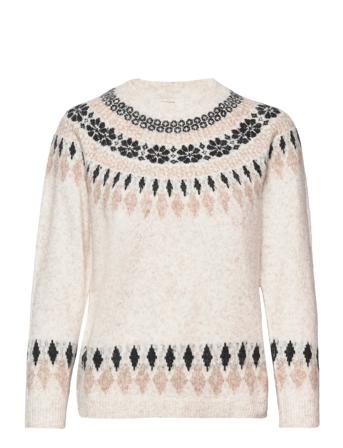 Crcherry Knit Pullover Pullover Striktrøje Multi/mønstret Cream