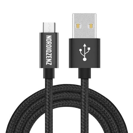 NORDIQZENZ Micro-USB Textilkabel, 1,5m, Svart
