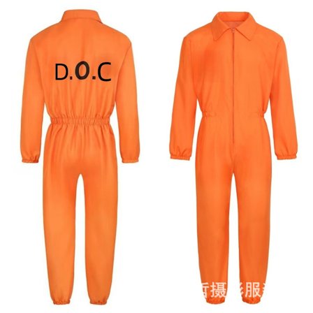 Halloween cosplay-kostymer for fanger, fengselsuniformer, oransje kjeledress for fanger G elastisk midje DOC G elastisk midje DOC{FY}