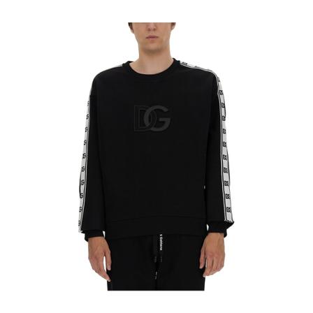 Dolce & Gabbana, Sweatshirt With Logo Czarny, Mężczyzna, Rozmiar: L