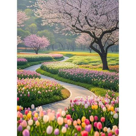 Landskabs Diamant Kunst Sæt til Voksne, Blomster Gade Sceneri Diamant Maleri Sæt til Begyndere, Rund Fuld Drill Diamant Sceneri til 