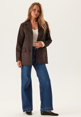 ONLY - Onltulip Faux Suede Blazer Coa - Chocolate Torte - Kläder - - Bubbleroom