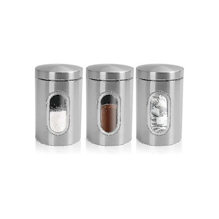 3-osainen keittiön säilytysastia-setti, hopea {DB}