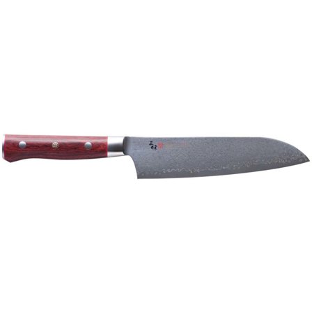 Zanmai Flame Classic Damascus Pro-Santoku 18 cm' - 'Stål og rødbrun