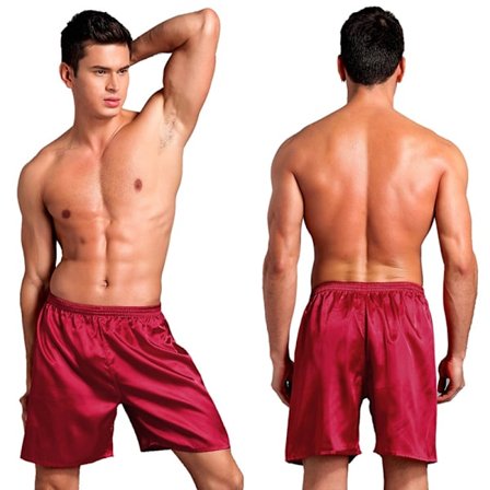 Mænds Satin Pyjamas Boxer Shorts med Elastisk Talje