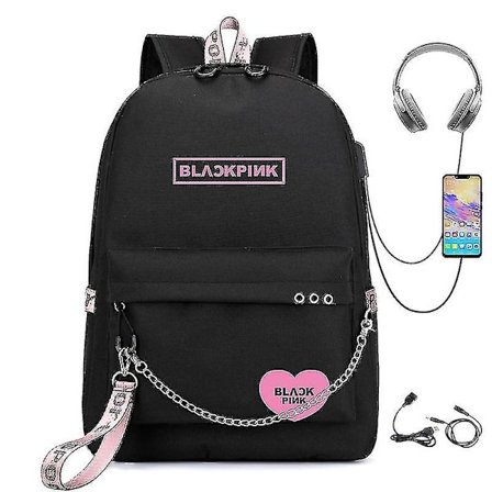 Blackpink Ryggsekk USB Oppladbar Ryggsekk Student Skolesekk - Perfekt