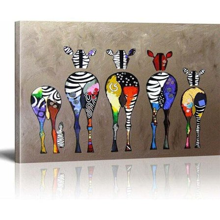 Banksy Canvas Maleri Zebra Flokk Fargerike Bakre Street Art Graffiti Canvas