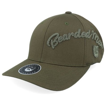 Bearded Man - Grön flexfit Keps - Side Arch 3d Logo Wooly Combed Olive Flexfit @ Hatstore