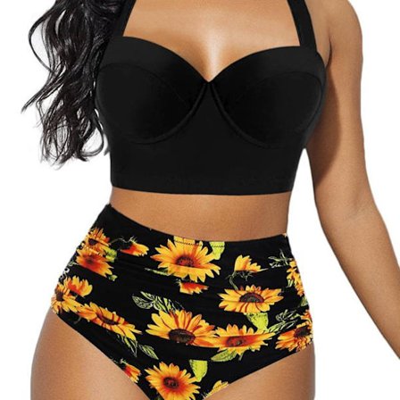 2 stk. Badedragt Højtaljede Badedragter Blomsterprint Halter Bandage Bikini Sæt