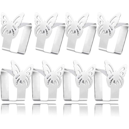 Klädnypor 8-pack i rostfritt stål Cover klämmor Klädhållare Fjärilsdesign