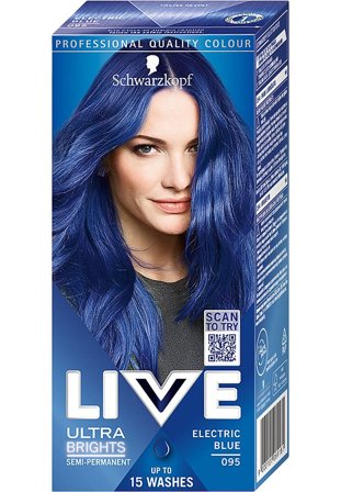Schwarzkopf LIVE Ultra Brights Hårfarve 95 Electric Blue, Hår, Hårfarve, Toningsfarve