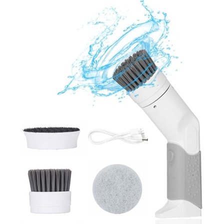 Elektrisk rengøringsbørste, bærbar elektrisk rengøringsbørste, USB-opladning 360° elektrisk rotationsskrubber, med 3 børstehoveder