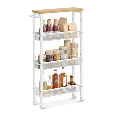 Smal vagn med 4 våningar för förvaring i kök eller badrum