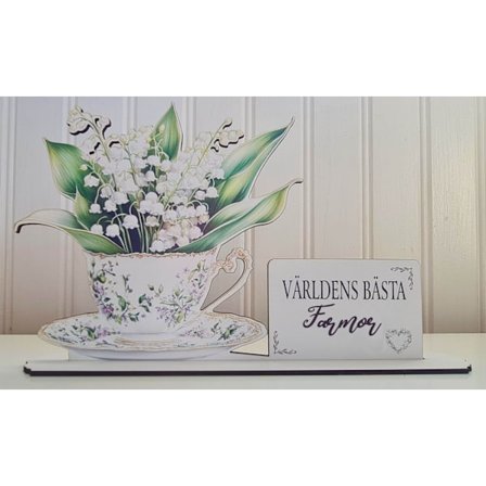 Världens bästa Farmor – Present med Liljekonvalj i Tekopp