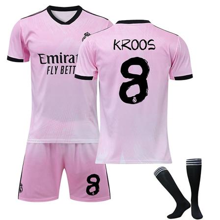 22/23 Uusi kausi Real Madrid CF Pink yhteisty muistokappale KROOS Nro 8 Lapset Jersey-paketti Barn-26