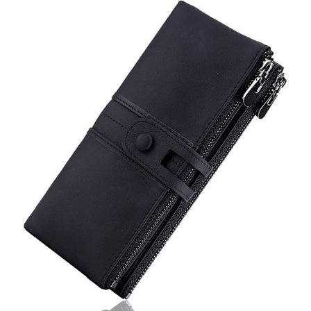 Ekte Skinn Dame Lommebøker Multifunksjonell Slank Bifold Glidelås Clutch Veske Stor Kapasitet Kortholder Med Rfid (brun)