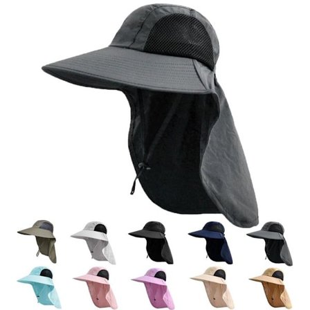 Sun Hat with Neck Flap & UPF 50+ – Wide Brim UV Protection Hat for Fishing & Hiking, Men & Women
